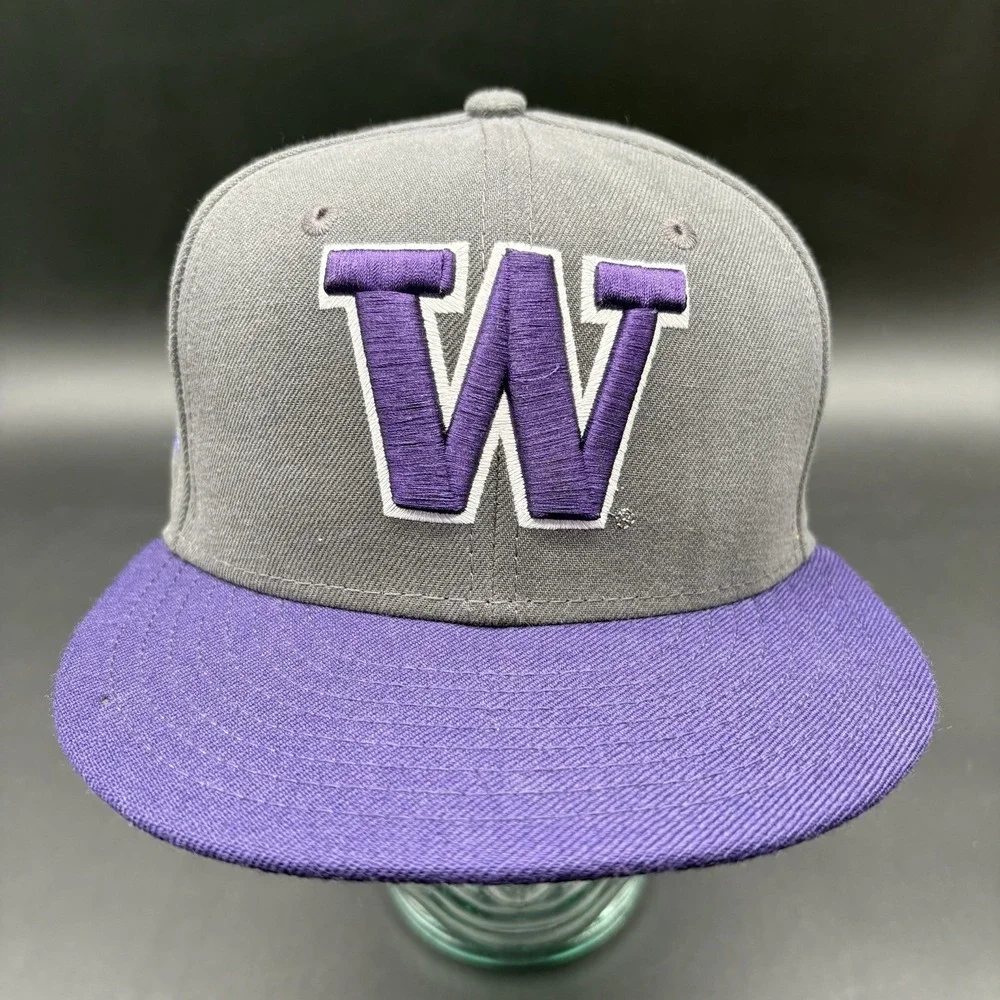 Washington Huskies New Era‎ 59FIFTY Fitted Hat Gray Purple Size 7 1/4 Huskies